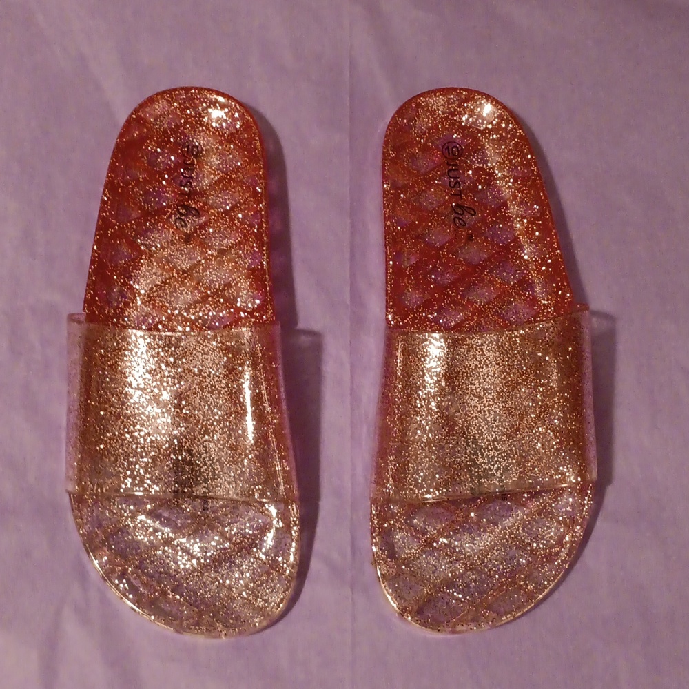 Pink Glitter Gel Slides Sandals
